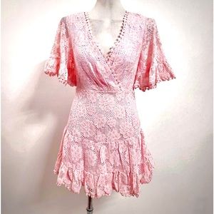 New Pink Lace Sweetheart Date Form Fitted Indikah Lace Feminine Dress